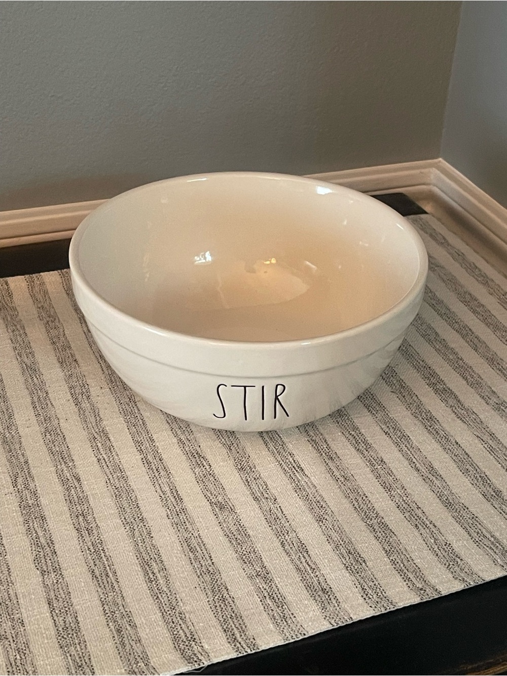 Rae Dunn White Ceramic Bowl with STIR Lettering